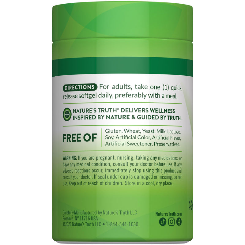 Nature's Truth Vitamin D3 2000 IU Softgels for Adults | 150 Count | High Potency | Non-GMO and Gluten Free Supplement | High Potency | Non-GMO and Gluten Free Supplement