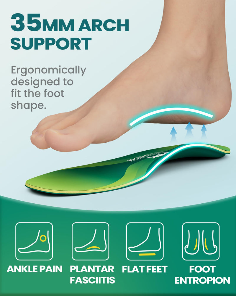 Orthotic Insoles for Plantar Fasciitis, QBK Memory Foam Insoles, Supportive Relief for Achilles Tendonitis, Flat Feet, Bunions, Shin Splints, Foot Pain XXS Green XXS: ( Women 4.5 - 5 ) - BeesActive Australia