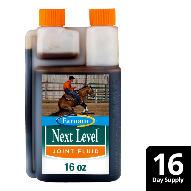 Farnam Next Level Joint Fluid Supplement for horses and dogs, Helps maintain connective tissue to ease joint stiffness due to daily activity, 16 ounces, 16 day supply