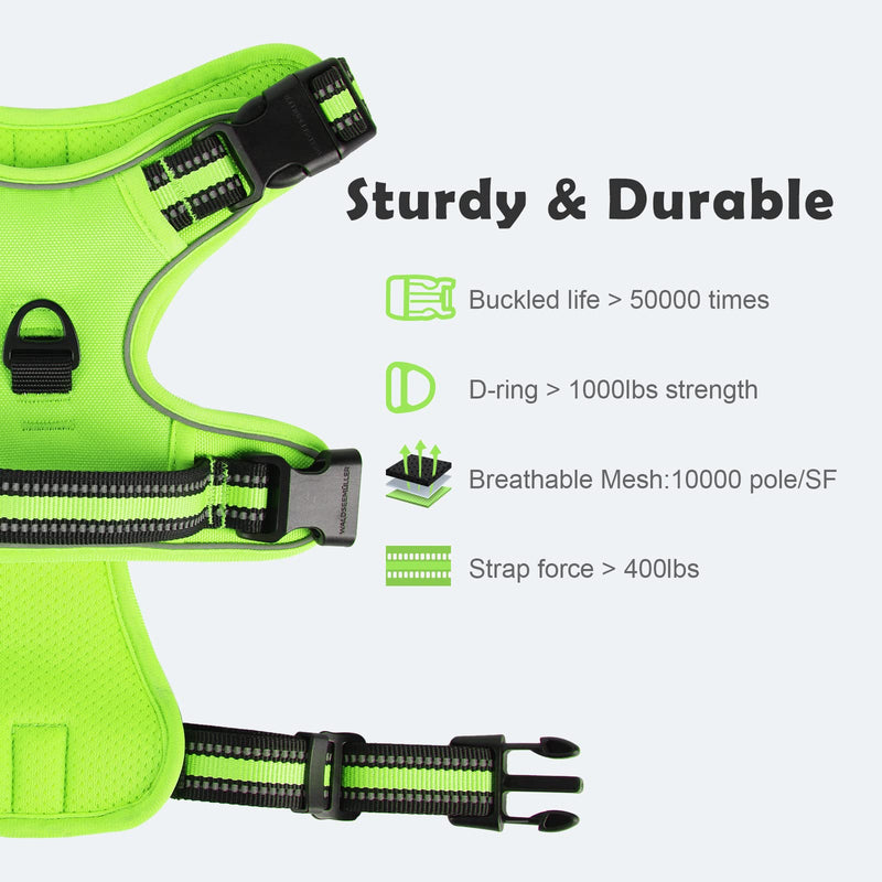 Dog Harness, No-Pull Dog Harness, Chest Harness for Small Large, Medium Dogs, Soft Breathable Adjustable Reflective Dog Harness Anti Pull with Padded Handle L Light Green - BeesActive Australia
