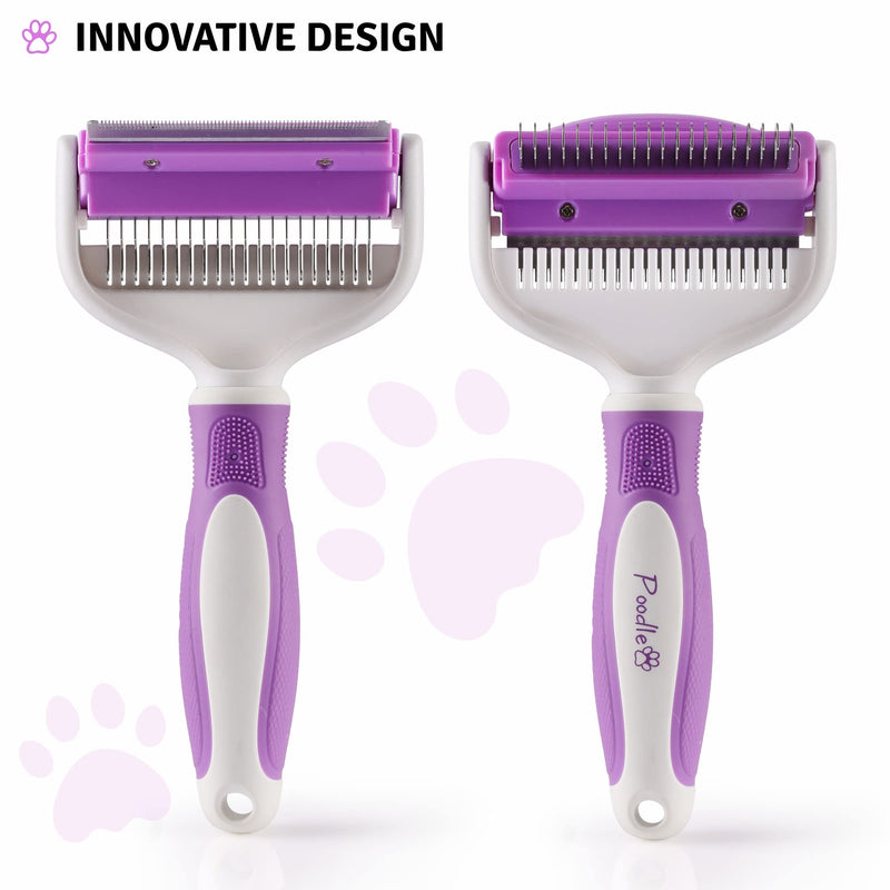 2 in 1 Pet Grooming Tool - Double Sided Deshedding Brush and Dematting Comb - Undercoat Rake for Dogs & Cats Removes Matted Fur, Tangles and Knots Safe & Gentle - BeesActive Australia