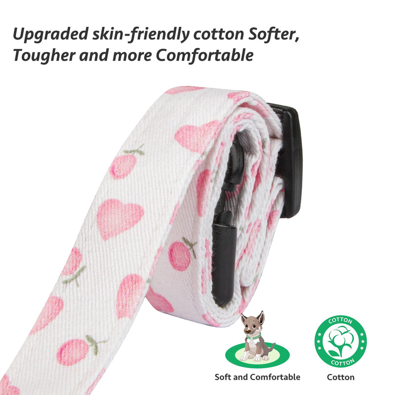 Cotton Handmade Dog Collar Cute and Distinctive Patterns White&Pink Love Heart with Pendant Cute Dog Collars for Small Medium Large Dogs Girl Dogs Boy Dogs S - BeesActive Australia