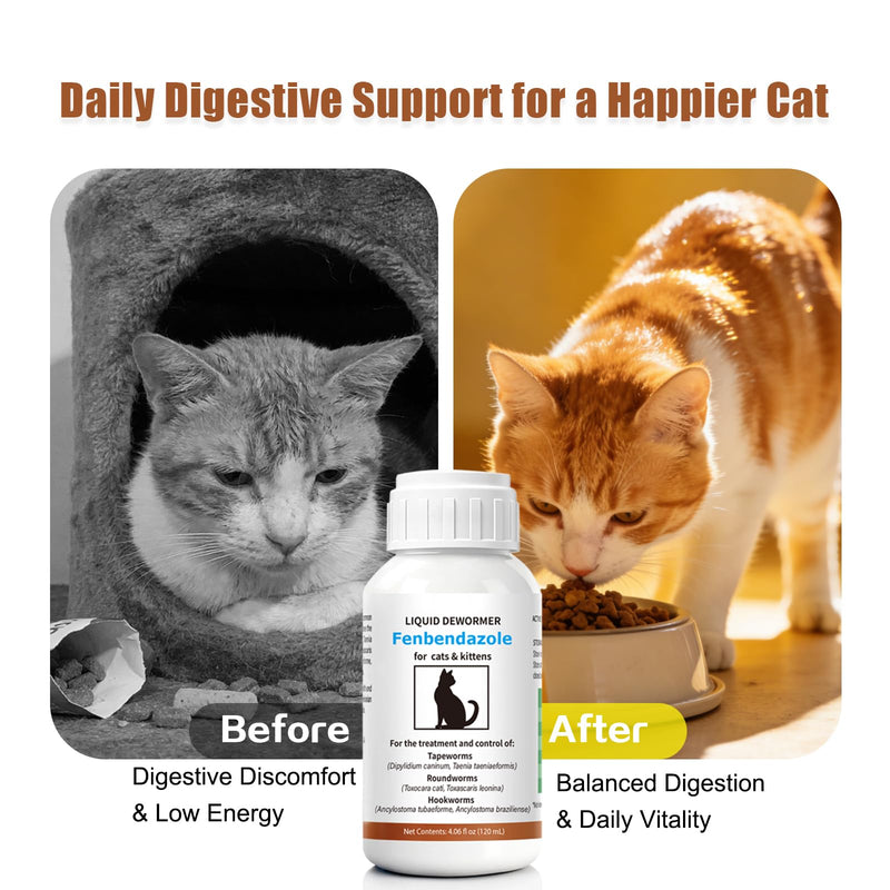 Dewormer for Cats - Fenbendazole for Tapeworms, Roundworms & Hookworms Broad Spectrum Dewormer