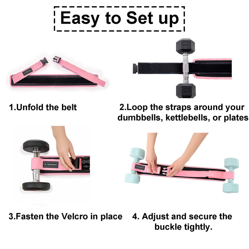 Hip Thrust Belt for Weights and Ankle Resistance Bands with Cuffs for Working Out,Hip Thrust Belt for Dumbbells Heavy, Kettlebells, Plates,Hip,Leg and Booty Builder, Glute Bridge Band Pink
