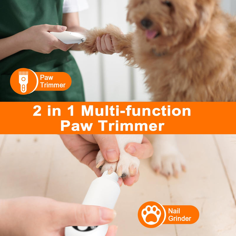 Dog Paw Trimmer with LED Light, Upgraded 2 in 1 Dog Grooming Kit, Cordless Dog Nail Trimmers Grinder with 3 Ports for Small Medium Large Dogs, Pet Micro Precision Electric Trimmer for Paws Eyes Ears - BeesActive Australia