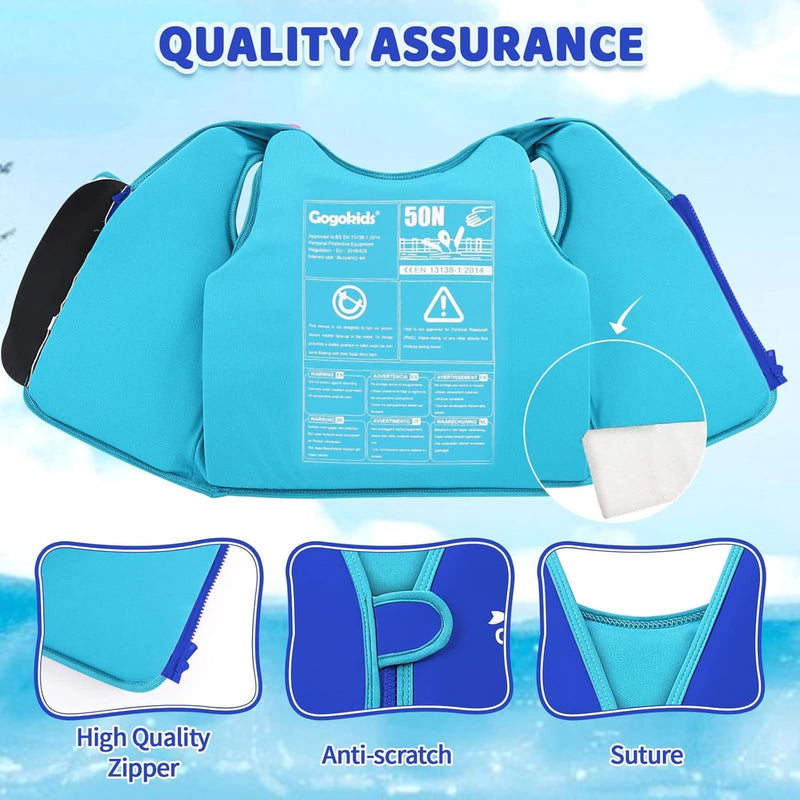 Vine Kids Swim Vest Toddler Learn to Swim Floatation Jackets Training Vest for Boys Girls Blue 5-8 Years - BeesActive Australia