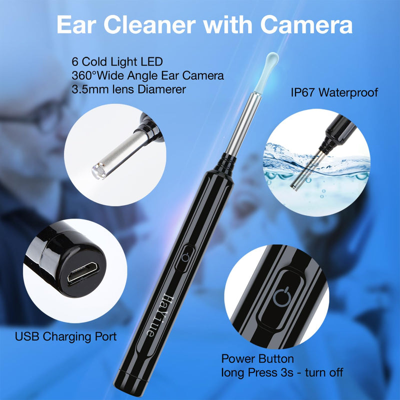 Ear Wax Removal with Camera, Earwax Remover Tool, 1296P FHD Wireless Ear Otoscope with 6 LED Lights, 6 Ear Spoon & 6 Traditional Tools Ear Wax Removal Kit for iPhone, iPad & Android Smart Phone - BeesActive Australia