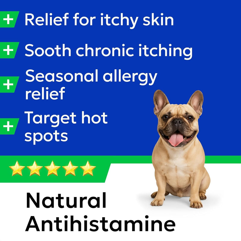 BARK&SPARK Dog Itch & Allergy Support Chews - Skin & Coat Supplement - Omega 3 Fish Oil -Itching & Paw Licking - Dry Skin & Hot Spots - 60ct - Grilled Pork