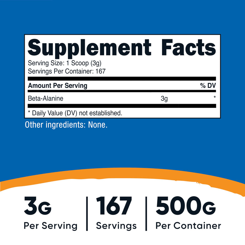 Nutricost Beta Alanine Powder 500 Grams (1.1lbs) - Pure Beta Alanine, Gluten Free & Non-GMO 1.1 Pound (Pack of 1) - BeesActive Australia