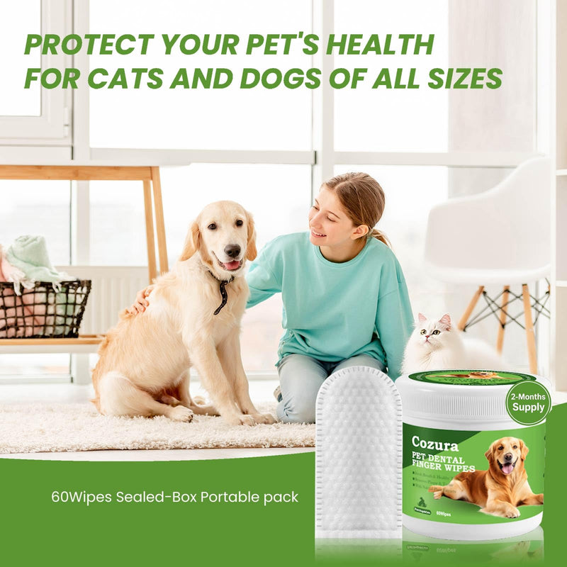 Gentle Pet Eye & Dental Bundle - 100ct Tear Stain Wipes & 60ct Alcohol-Free Finger Teeth Wipes for Sensitive Dogs & Cats - Safe Daily Hygiene Set