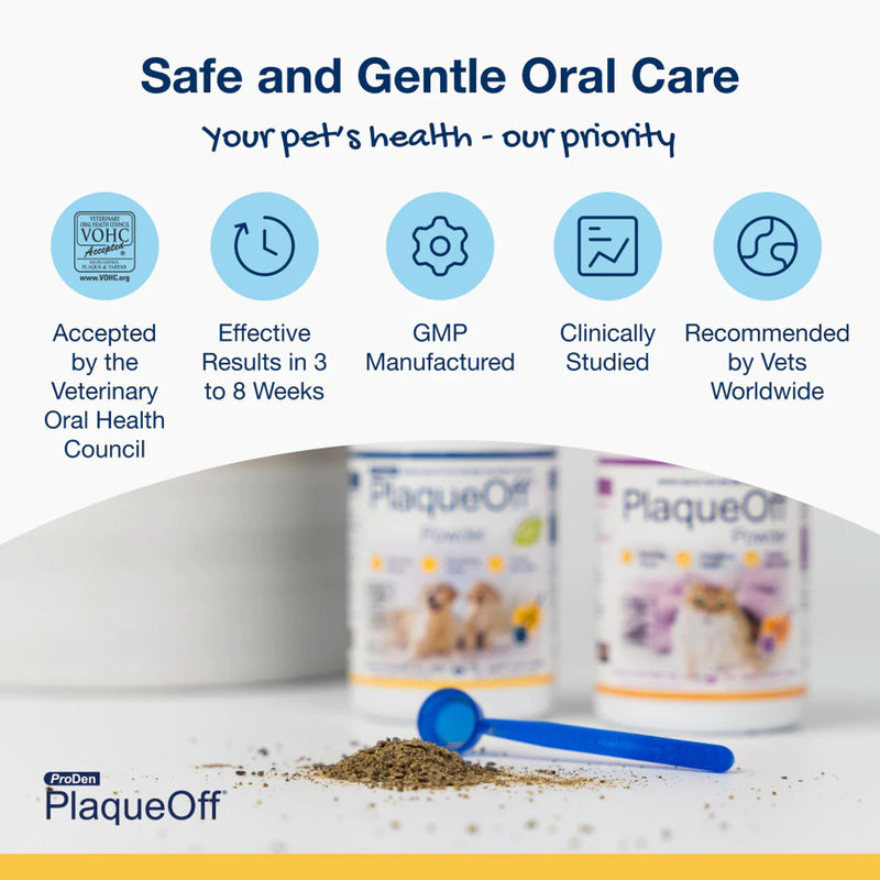 ProDen PlaqueOff Powder for Pets - Cat & Dog Breath Freshener - Plaque & Tartar Remover for Pet Oral Care - 180g 6.35 Ounce (Pack of 1) - BeesActive Australia