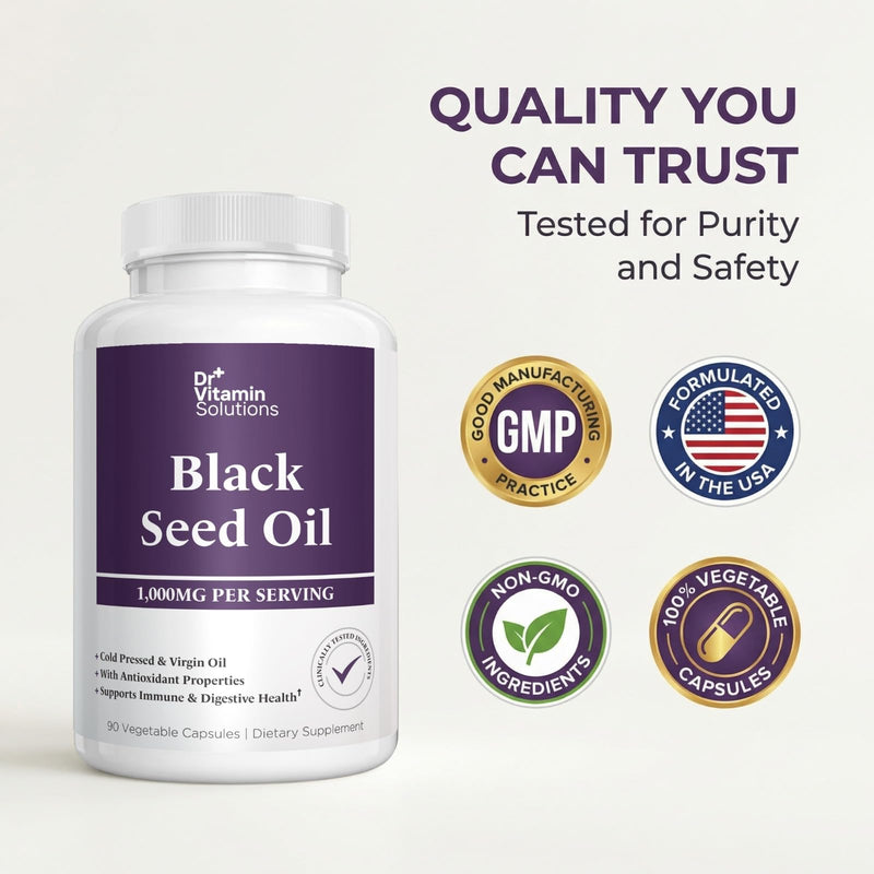Black Seed Oil Capsules 1000mg – Cold Pressed Black Cumin Seed Oil (Nigella Sativa) with Thymoquinone – Antioxidant, Immune, Hair & Skin Support – Non-GMO, Vegan – 90 Vegetable Capsules