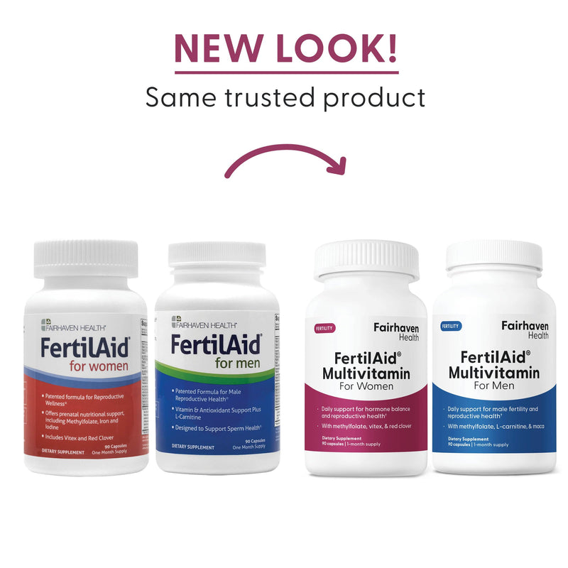 Fairhaven Health FertilAid for Men and Women Combo Fertility Supplements for Men and Women | Count and Motility Support Pre-Conception for Him | Prenatal Vitamin for Her with Vitex and Folate