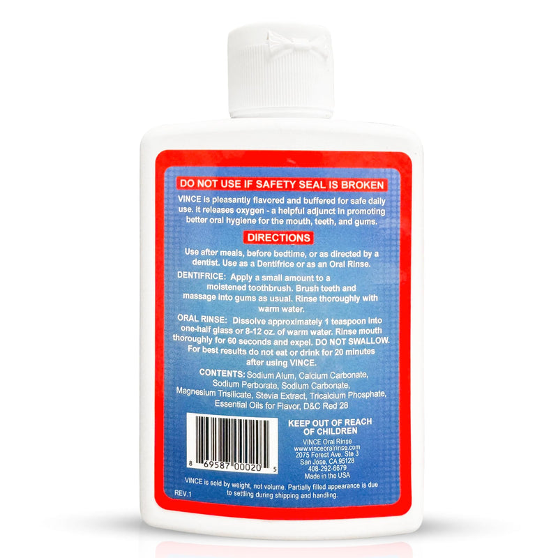 Vince Oxygenated Dentifrice - 2-in-1 Toothpaste & Mouthwash Formula - 4oz 4 Ounce (Pack of 1)