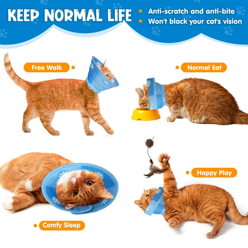 Neck collar cat, foldable soft protective collar cat Elizabethan collar, recovery collar soft collar cone after surgery and injuries (blue, L) blue - BeesActive Australia