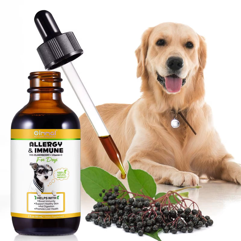 Allergy & Immune for dogs Itchy Skin Relief, Anti Inflammatory Supplement, Boost Immunity, Support Healthy Skin, Aid Digestion.100% Natural, 60ml.