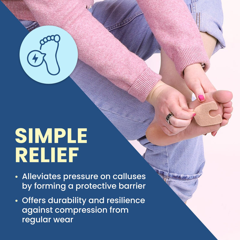 Aetna Foot Products - Adhesive Felt U-Shaped Callus or Toe Pads, Pack of 100, 1/8" Thick