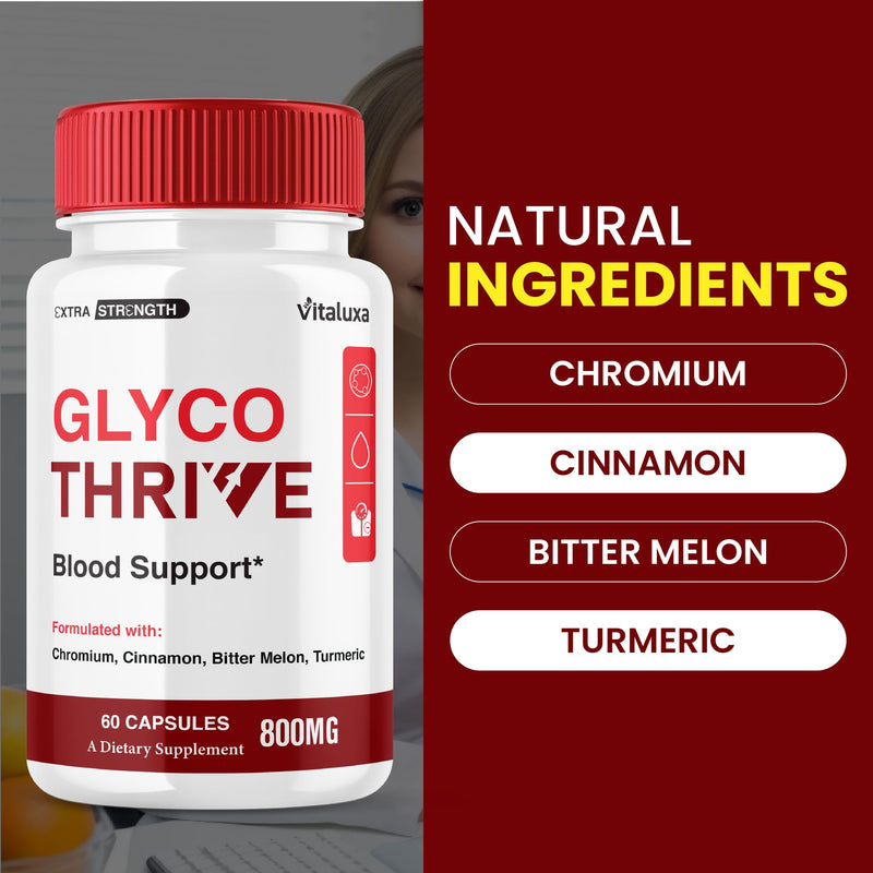 Glyco Thrive Capsules, GlycoThrive Blood Support Supplement Pills, Premium Natural Daily Multivitamin Wellness Formula for Maximum Energy & Overall Balance Health, Glyco Thrives Reviews (60 Capsules)