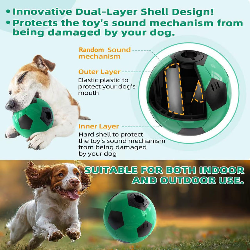 Rensh Interactive Dog Toys Soccer Ball, Indestructible Dog Balls Perfect for Large Medium Dogs, Dog Puzzles for Smart Dogs & Treat Dispensing Dog Toys to Keep Them Busy, Dog Slow Feeder Treat Ball - BeesActive Australia