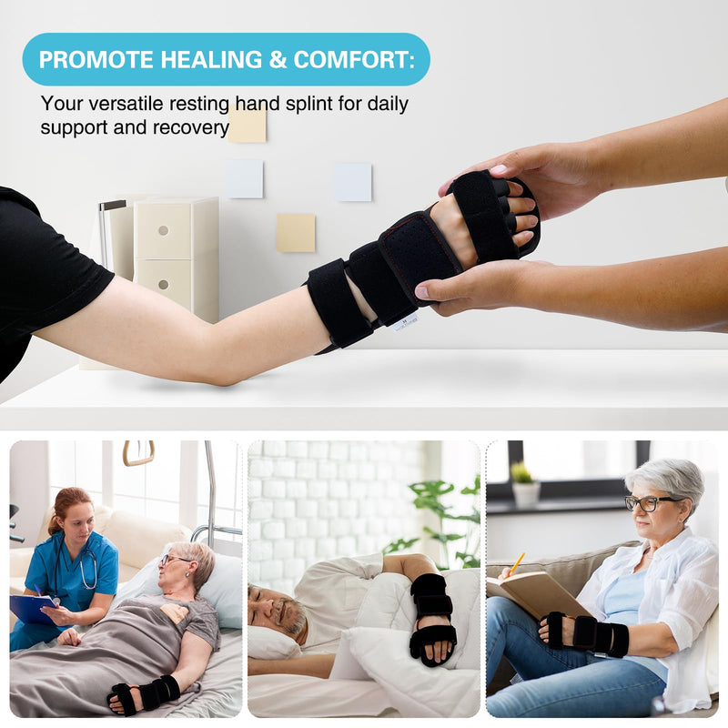 Resting Hand Splint Stroke Night Immobilizer Included Wrist Brace Enhanced Experience, Functional Wrist Finger Brace- Pain Relief For Carpel Tunnel, Stroke Recovery, Arthritis, Tendinitis Left Large