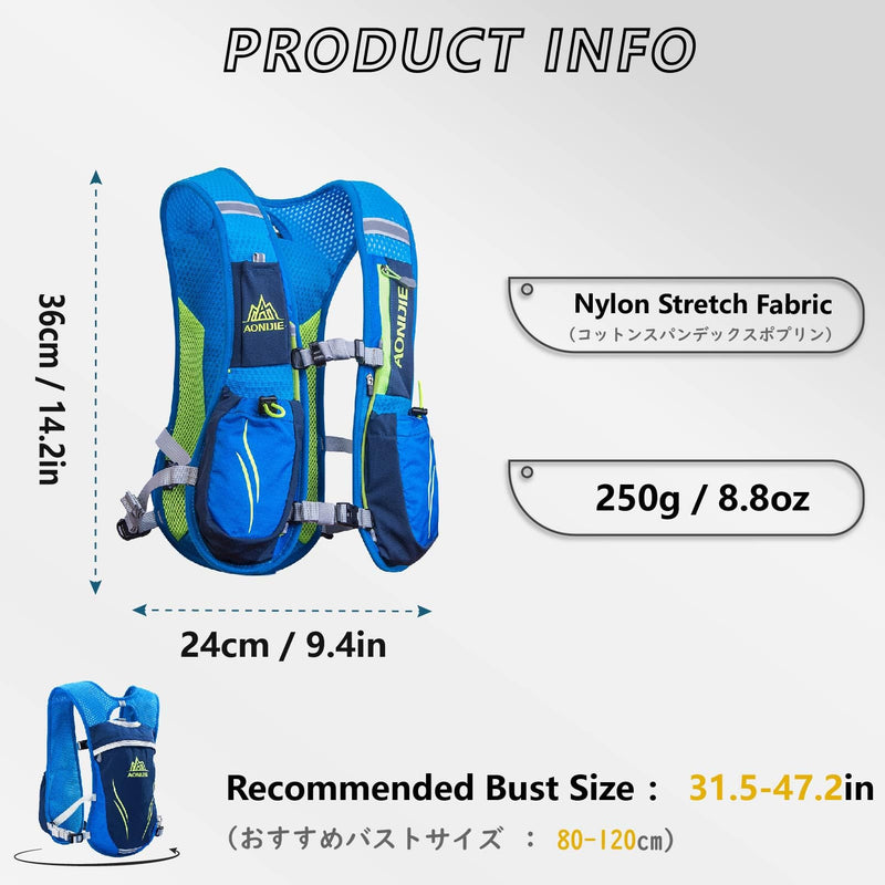 JEELAD Running Hydration Vest Trail Backpack for Women and Men Jogging Trail Race Marathon Cycling Hiking Black (5.5L) - Only Vest One Size
