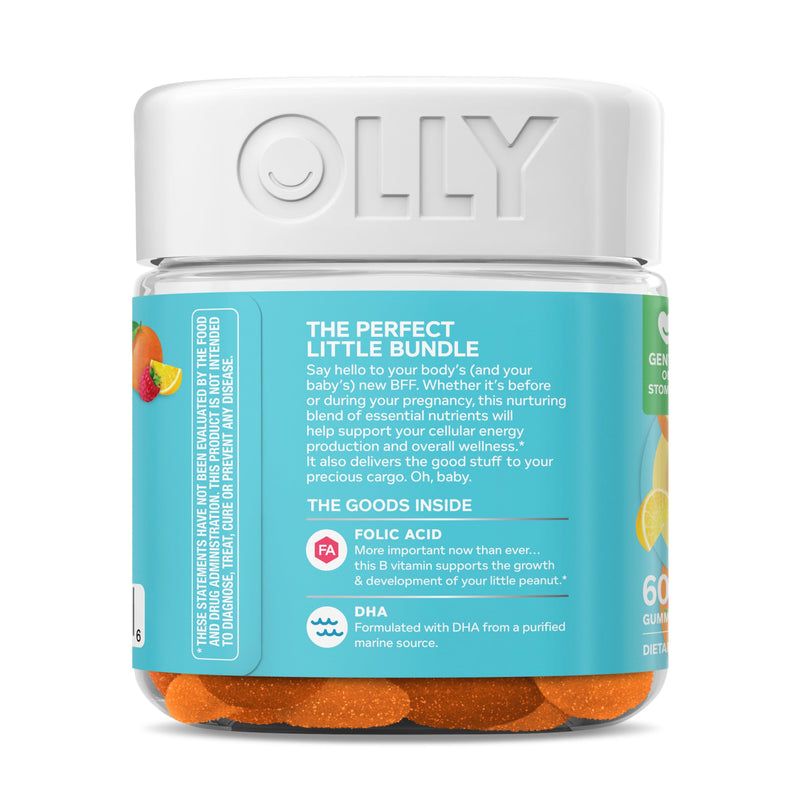 OLLY Prenatal Multivitamin Gummy, Daily Blend for Mommy & Baby - 60 Count 60 Count (Pack of 1)