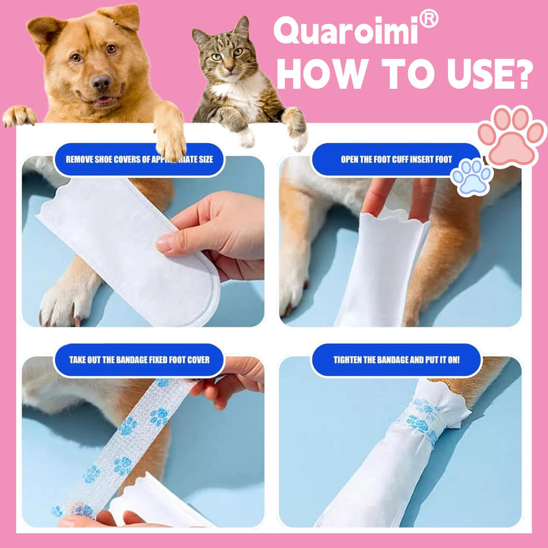Disposable Dog Boots & Paw Protectors Cat Dog Shoes with Self-Adhesive Bandage Dog Booties for Paw Protection Dog Feet Covers Shoes Waterproof Pets Boots for Medium Dogs and Cat - BeesActive Australia