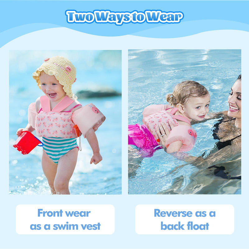 MoKo Swim Arm Band for Kids 20-30-40-50lbs, Clearance Toddler Swim Vest Cute Cartoon Swimming Wings Pool Floats Sleeve Children Water Sports Learning Swim Training Equipment, Pink Whale Pink & Baby Whale for kids 20-50 lbs