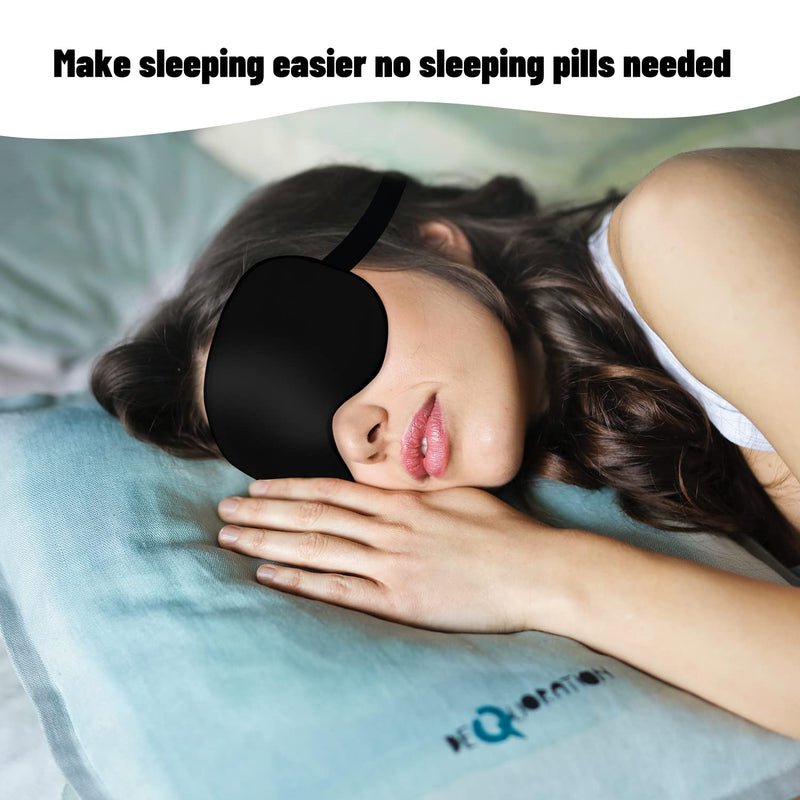 Sleep Mask, Silk Eye Mask for Sleeping with Adjustable Strap, Satin Blackout Sleeping Eye Mask for Men&Women, Comfortable Blindfold Eyeshade for Night Sleep(Black) Black - BeesActive Australia