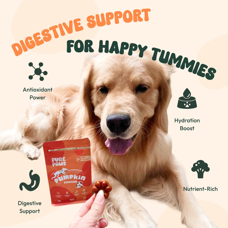 Organic Pumpkin Powder for Dogs, Puppies, Cats, and Kittens: Your Pet's Essential Digestive Supplement 7.5oz