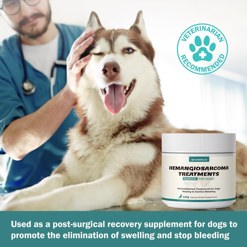 Blood Support Powder for Dogs, Natural Yunnan Sanqi Powder for Hemangiosarcoma, Hemoabdomen, Pericardial Effusion, Cancer Bleeding, Severe Bruising, Ulcer-Related Bleeding, Bloody Stools - 120g