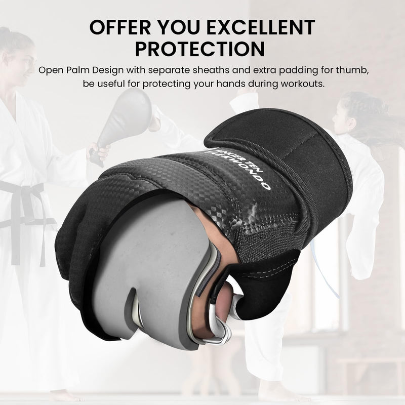 Taekwondo Sparring Gear Gloves Hand and Foot Protectors White Protective Guards Set for Boxing Kickboxing Fit Adult Men Women Kids Training Black Medium