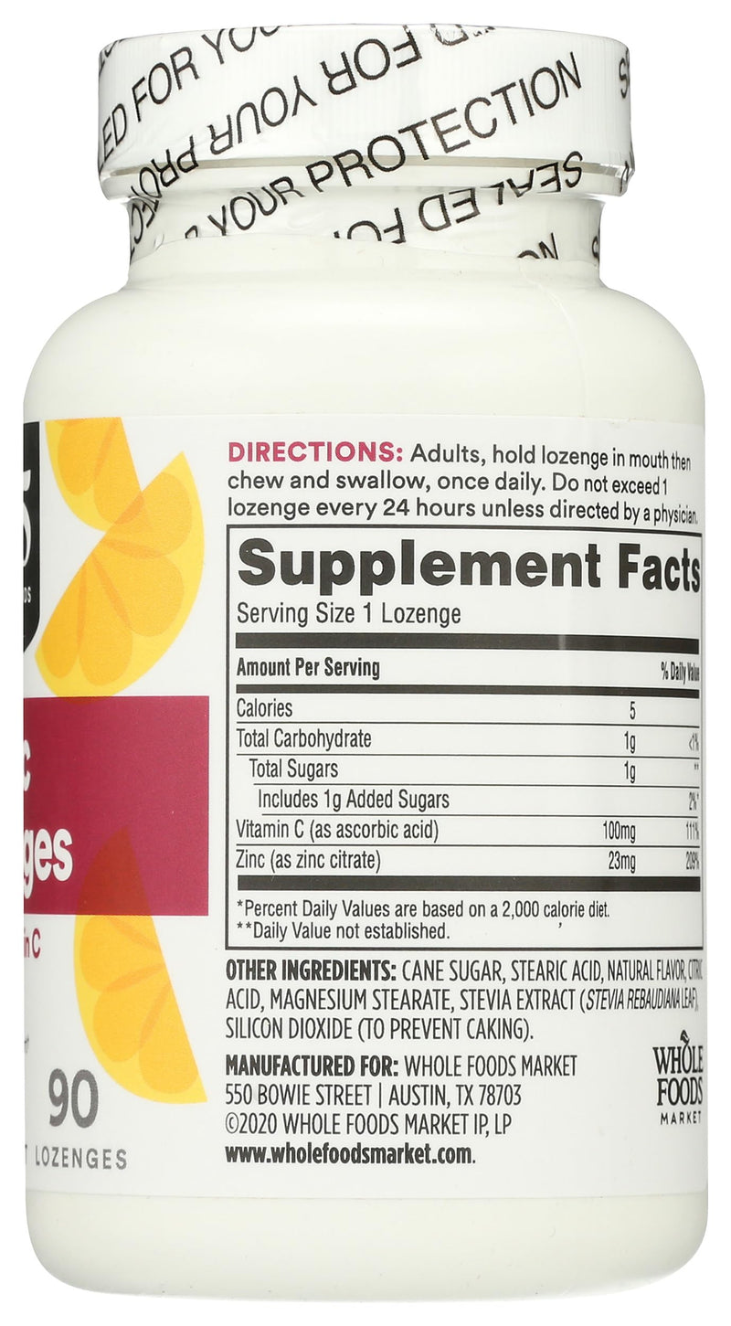 365 by Whole Foods Market, LOunceenges Zinc Vitamin C, 90 Count 90 Count (Pack of 1)