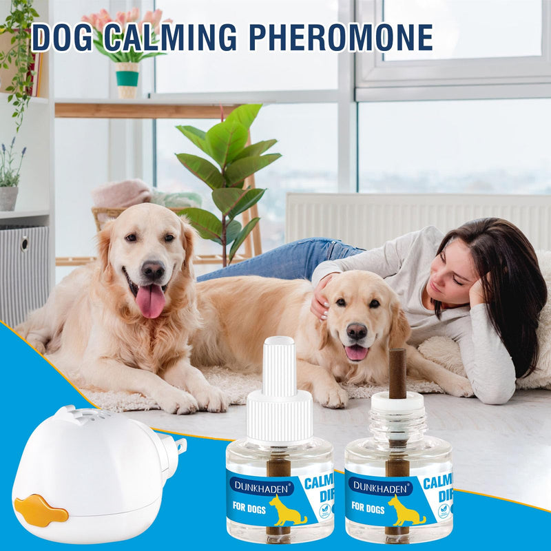 Dog Calming Pheromone Diffuser for Relief Anxiety, Reducing Barking, Attacks and Combating Stress & 3 in 1 Calming Diffuser for Dogs 48ML 2 Refills Fit All Dogs - PawsPlanet Australia