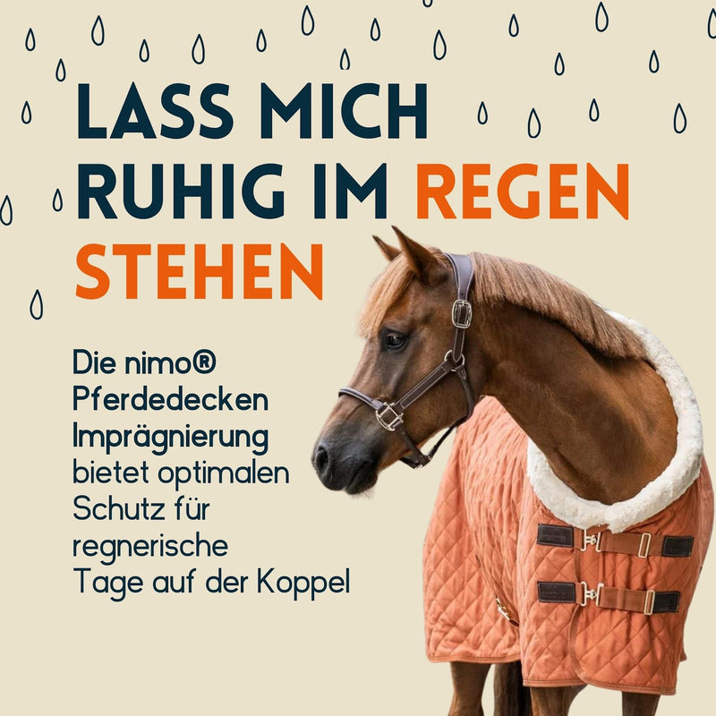 nimo® Waterproofing spray for horse blankets, spray-on impregnation, waterproofing, sealing against moisture and dirt, breathable, rain protection for horse blankets 500 ml bottle