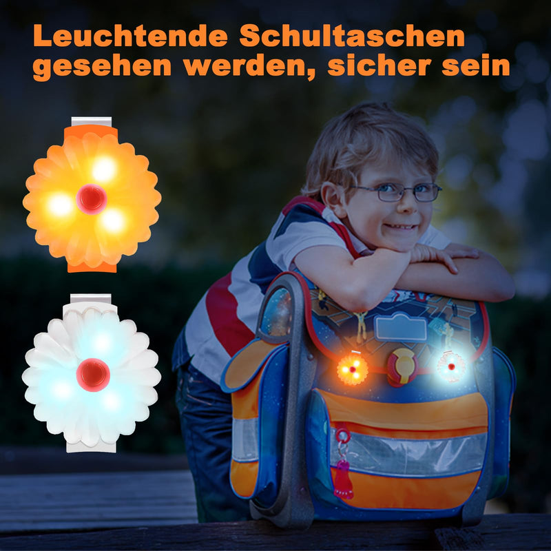AHJ dog light, flashing light, school bag, children, safety LED flashing light for dogs - cats, USB-C rechargeable LED light, light collar dog, light for joggers - walkers - cyclists, orange - BeesActive Australia