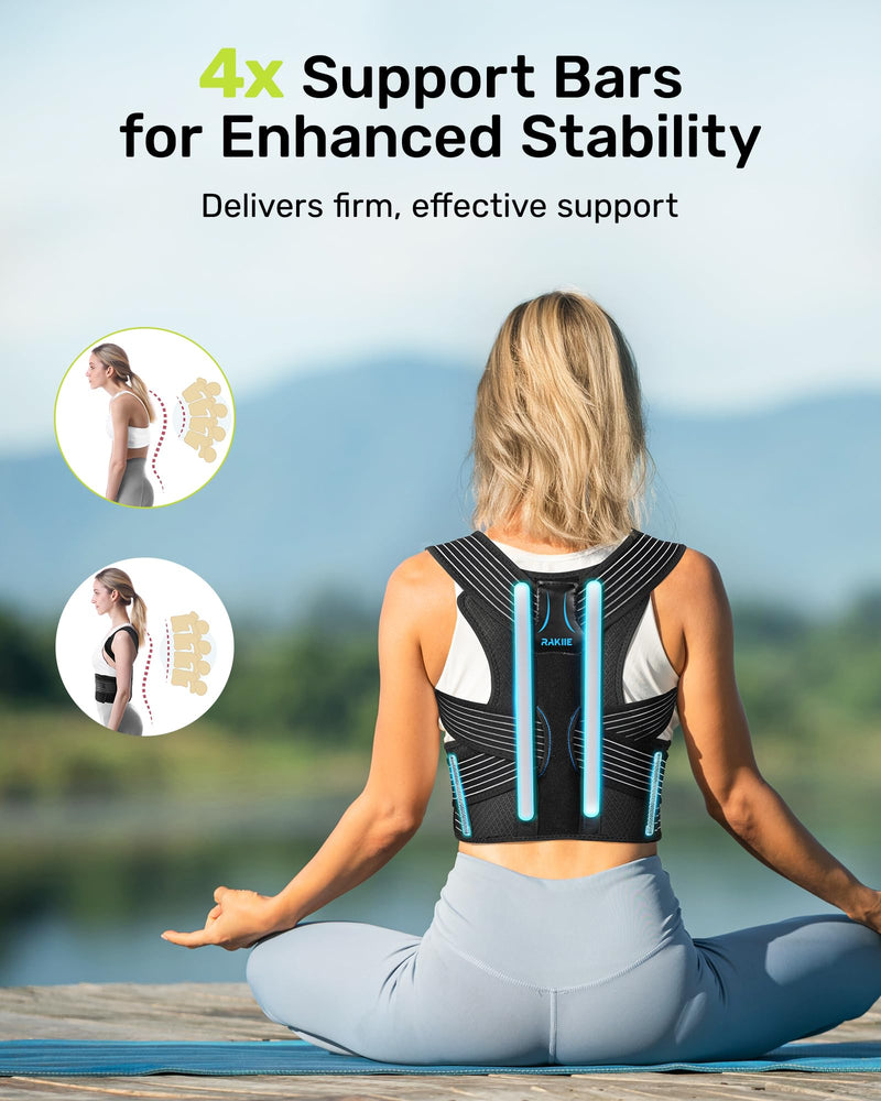 Posture Corrector for Women and Men, Upgraded Back Brace with Enhanced Support, Shoulder Straightener with Cushioned Shoulder Pads & Underarm Pain Relief Strap, Size M (Underbust: 35.4"-41") Black Medium (Upper Waist: 35.4"-41.3")