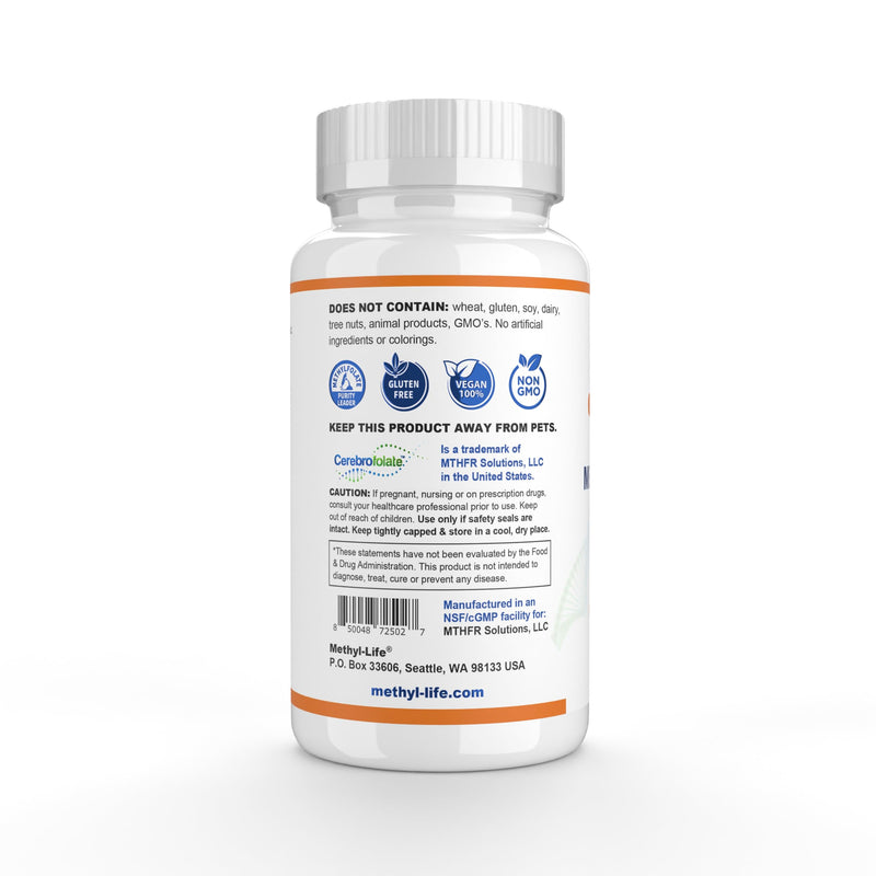 Methyl-Life® L-Methylfolate 5 mg - Chewable Active Folate Tablets with ultrapure Form of Cerebrofolate® (L-5-MTHF, Calcium) | Vegan, Non-GMO, Gluten-Free | 90 Chewable Tablet