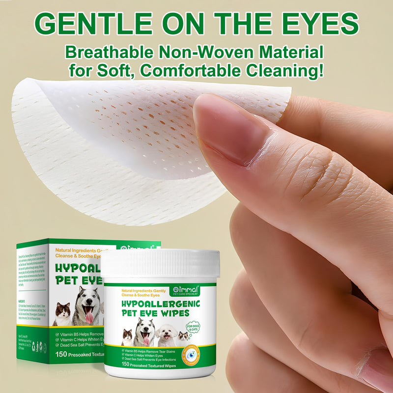 Onznoz Dog Eye Wipes Pack of 150, Remove Tear Stain Wipes, for Dogs and Cats, Pre-Soaked & Textured Dog Wipes for Eyes, Prevents Eye Infections, Soft & Skin-Friendly - BeesActive Australia