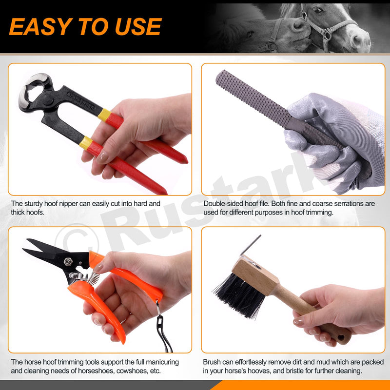 5Pcs Professional Farrier Tools Kit with Roll Pack Hoof Trimming Tools Set Includes Hoof Nipper, Hoof Trimming Shears, Hoof Rasp, Hoof Cutter for Horse - BeesActive Australia