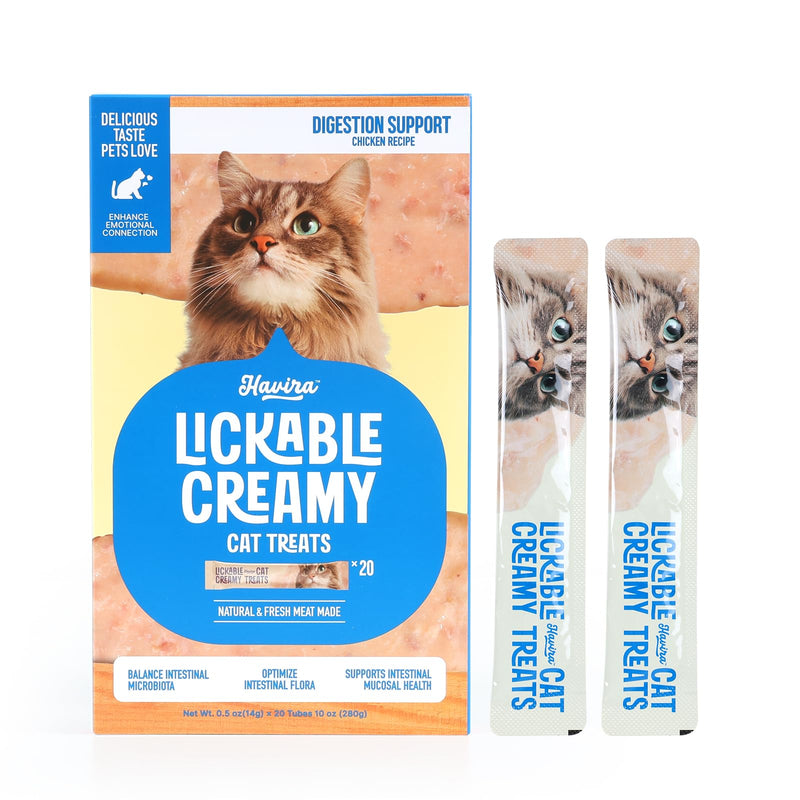 Havira Healthy Lickable Creamy Cat Treats Digestion Support – Chicken Recipe Squeeze Treats with probiotics & Lactic Cultures, Creamy Functional Snacks for Gentle Digestion & Daily Comfort, Grain Free 20