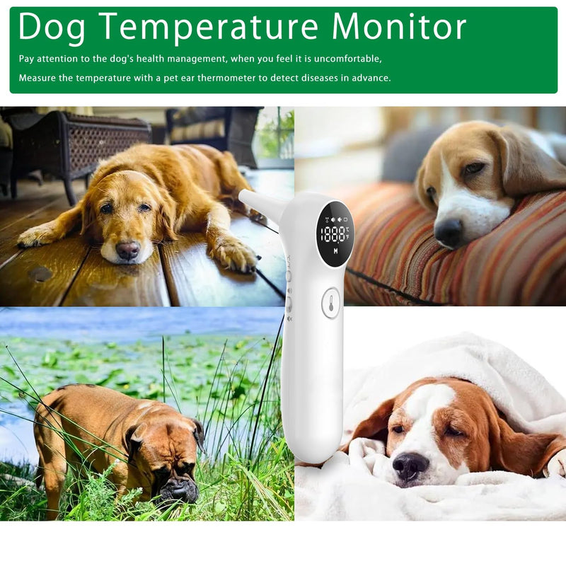 Pet Ear Thermometer for Dogs and Livestock - Includes 20 Pet Swabs, Suitable for Dogs, Cats, Infrared Fast and Accurate Canine Temperature Monitor - Switches ℉ and ℃ - BeesActive Australia