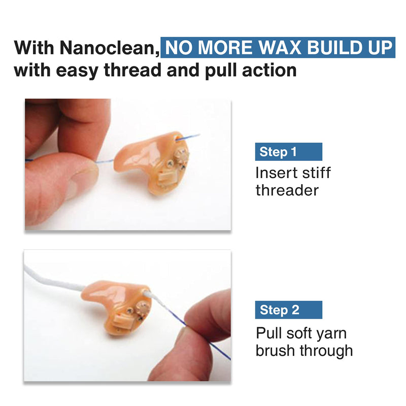 NanoClean All-in-1 Hearing Aid Cleaning Kit - 5 Packs of 100 Ready-to-Use Strands -Gentle & Effective Hearing Aid Cleaner - Earbud Cleaner - Hearing Aid Cleaning Tools Kit - Hearing Aid Accessories 5 Piece Set