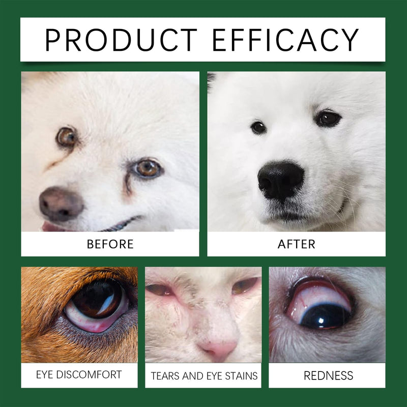 60ml Pet Eye Drops for Dry Eyes,Eye Drops for Dog Cat for Relieve Eyes Itching,Pet Eye Cleansing Drops for Dogs,Dog Eye Cleaner Gentle Formula for Animals,Non-Irritating and Natural Eye Cleaning