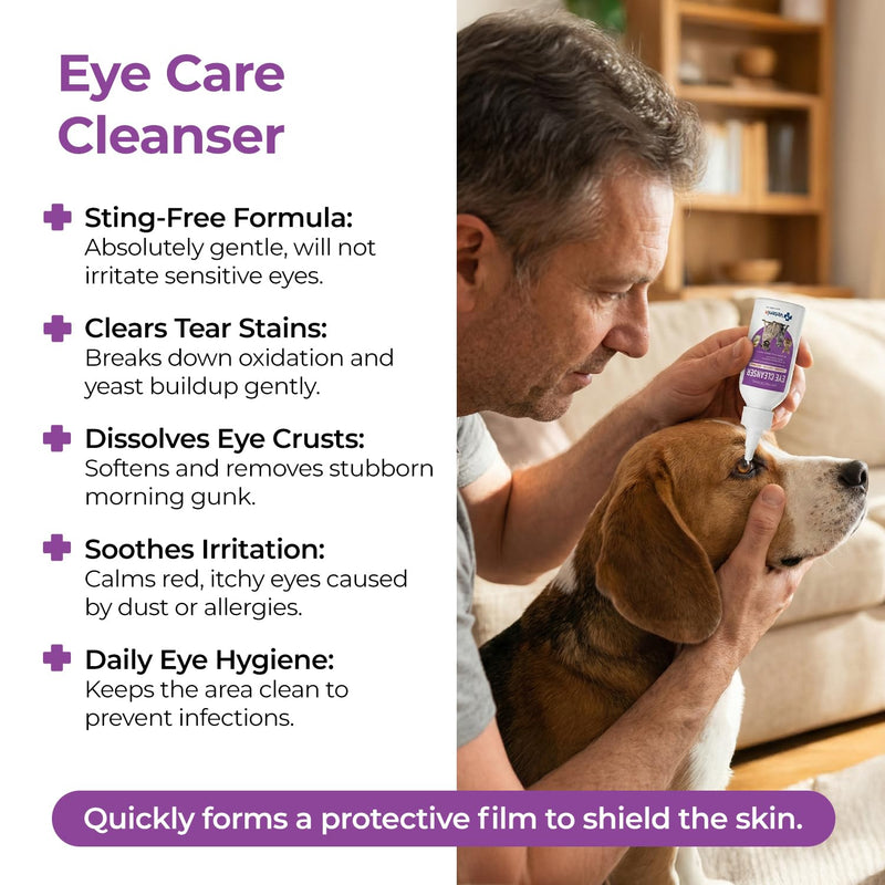 Dog & Cat Eye Cleaner Drops – Tear Stain Remover, Eye Wash for Dogs & Cats, Soothes Irritation, Cleans Discharge & Redness, Gentle Pet Eye Care Solution 100ml