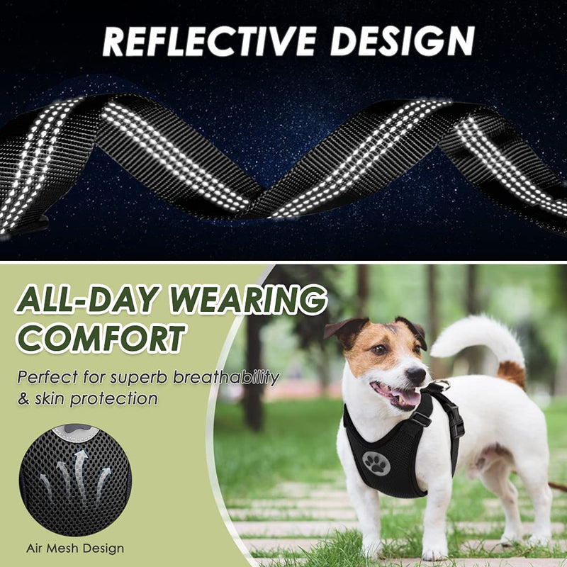 SlowTon Dog Seat Belt Harness for Car, Dog Car Harness Adjustable Mesh Breathable & Dog Seatbelt Safety Tether with Elastic Bungee for Small Medium Large Pets(Black, Double Clip, M) A-Black - BeesActive Australia