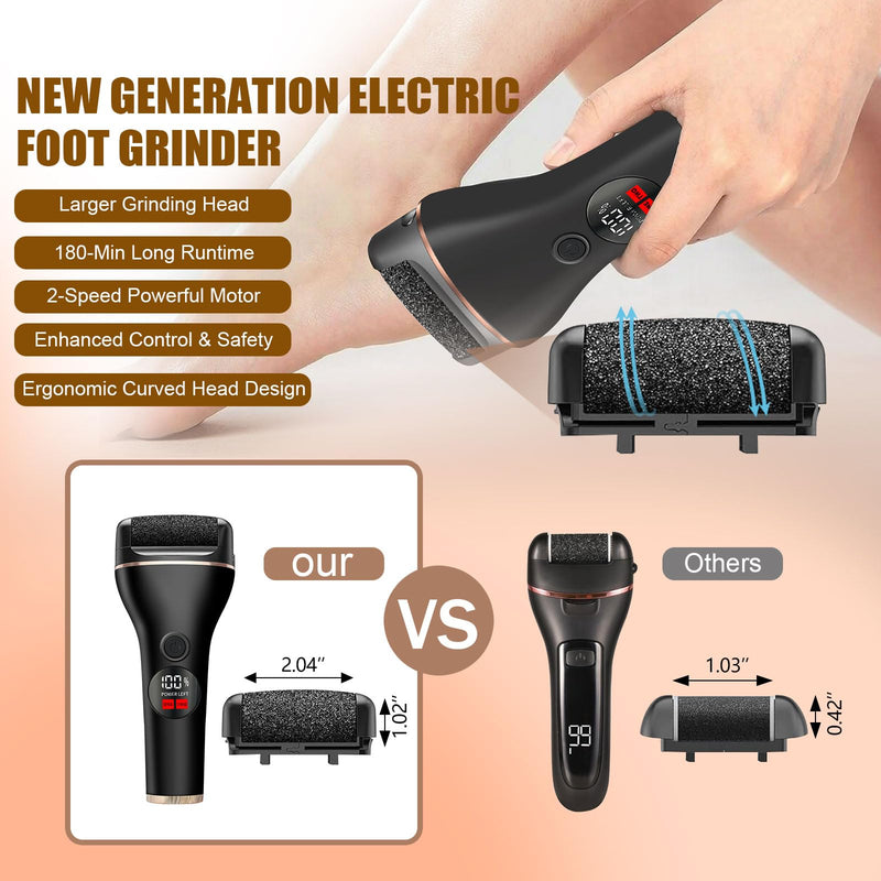 Electric Callus Remover for Feet, Rechargeable Waterproof Foot File Professional Foot Care Tools with 17-in-1 Pedicure Kit, Portable Callus Remover Kit to Remove Dead Skin Hard Skin Dry Cracks(Black) Black - BeesActive Australia