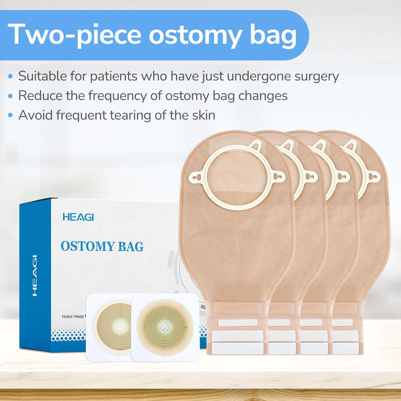 22pcs Ostomy Supplies Colostomy Bags, 2-Piece Colostomy Bags, Two-Piece Drainable Pouches with Closure for Ileostomy Stoma Care, Cut-to-Fit, 70mm Max (16 x Ostomy Bags+ 6 x Skin BarrierÔºâ 16+6pcs Two Piece Closure