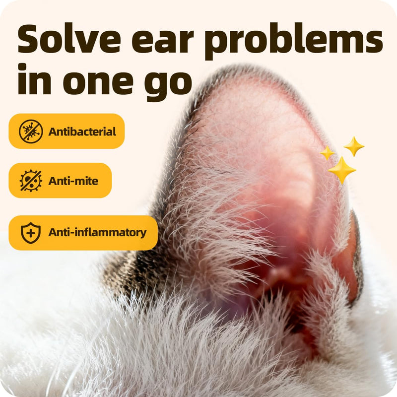 Ear Drops for Ear Infection Treatment, Ear Mites Treatment, Dog Yeast Soothing Cleansing, Ear Wax Removal, Itchy Ear Relief for Dogs and Cats | 20 ml 0.67 FL OZ 1 Bottle