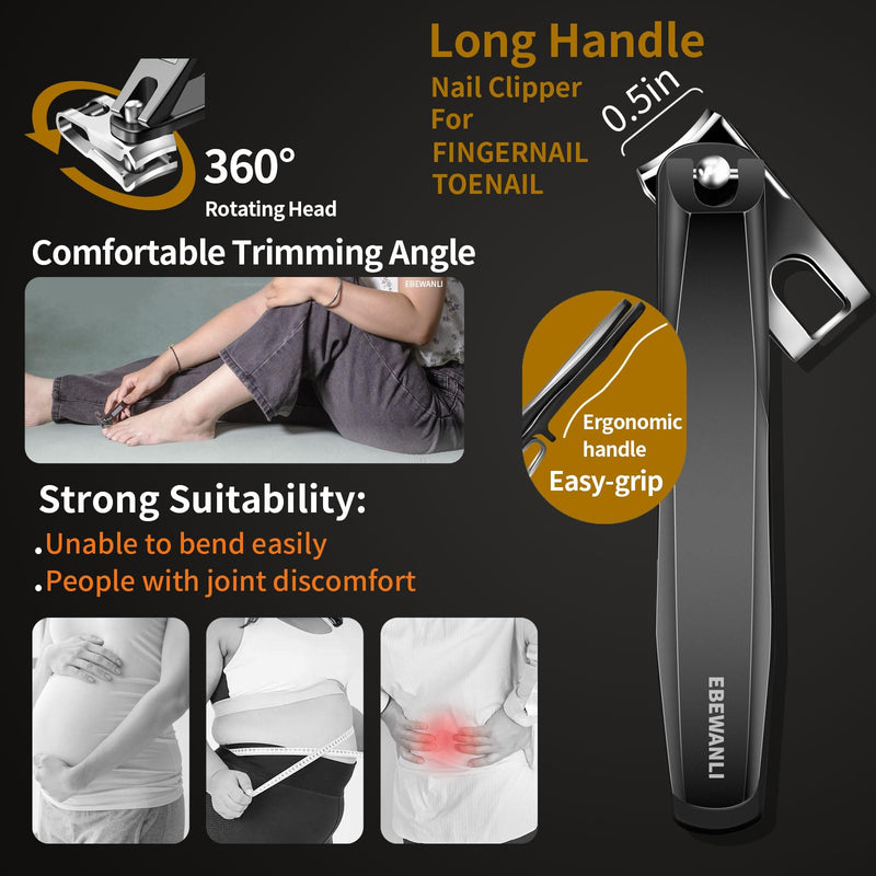 EBEWANLI Podiatrist Toenail Clippers for Seniors Thick Toenails, Toe Nail Clippers for Thick Nails for Seniors, Straight Toe Nail Clippers for Men, Ingrown Toenail Clippers and Angled Nail Clipper Set 6PCS-A - BeesActive Australia